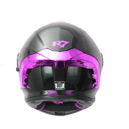 Casco abatible R7 Nova morado negro brillante