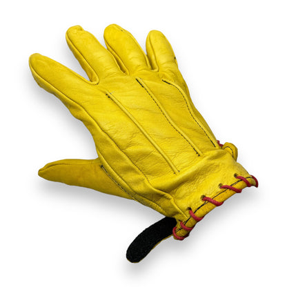 Guante amarillo de piel vintage cosido