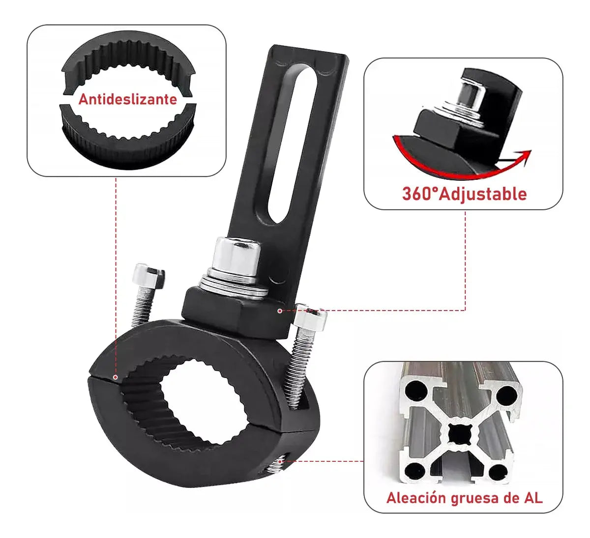 Soporte Base con Abrazadera para Faros Auxiliares de Motocicleta
