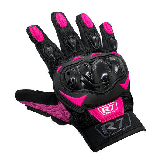 Guantes rosas R7 c/protección y limpiador de mica