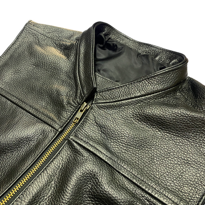 Chaleco De Piel DG Deacon Mesodyne St John Moto - Estilo Motero Con Parches Personalizados, Cuero Sintético/real
