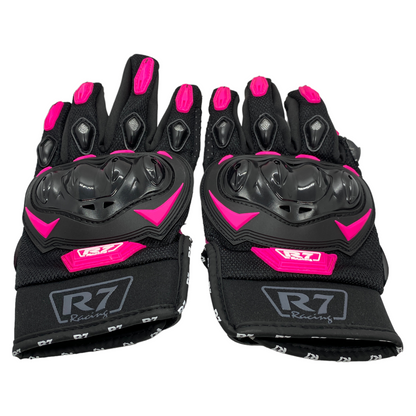Guantes rosas R7 c/protección y limpiador de mica