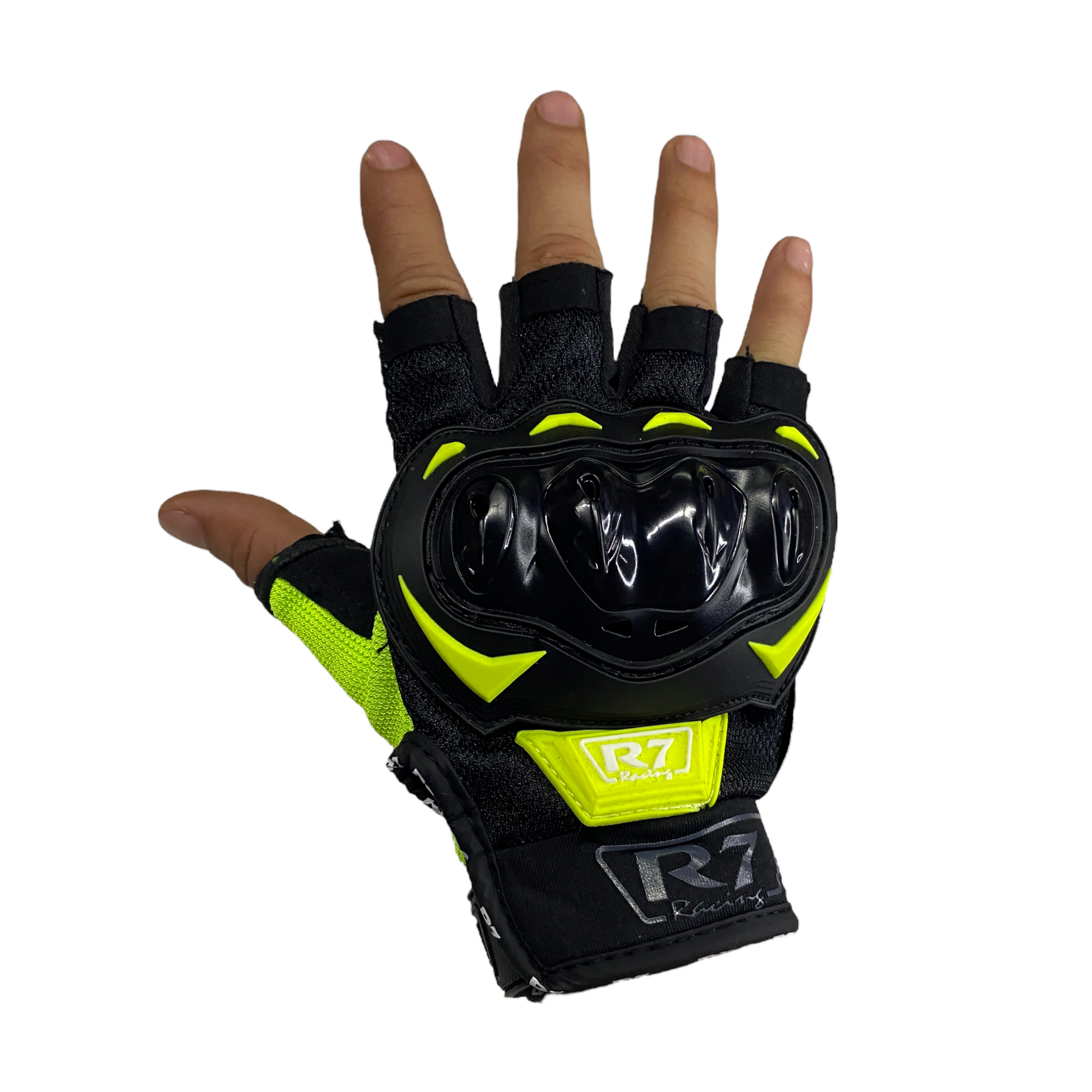 Guantes corto rejilla verde neon