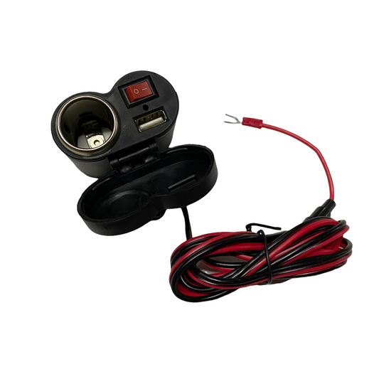 Cargador para moto con USB y toma corriente 12v tipo encendedor